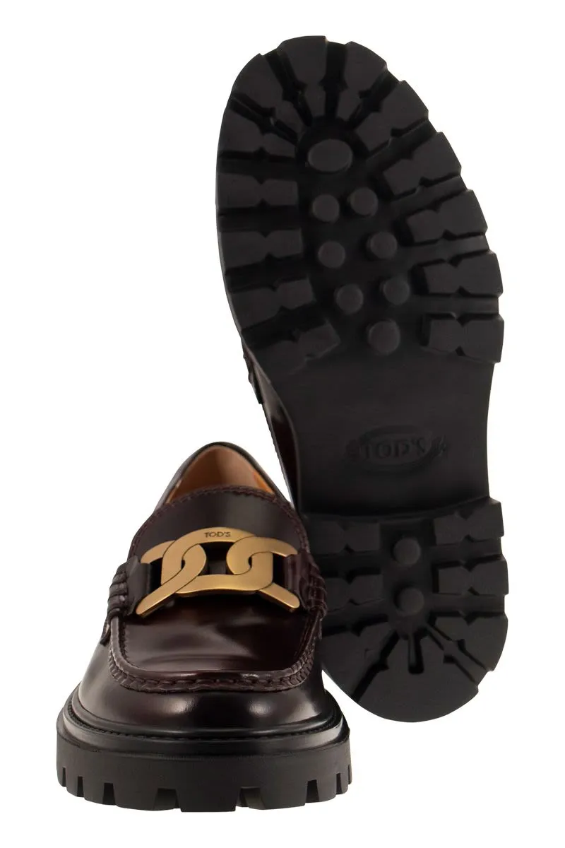 55 LOGO PLAQUE LEATHER LOAFERS