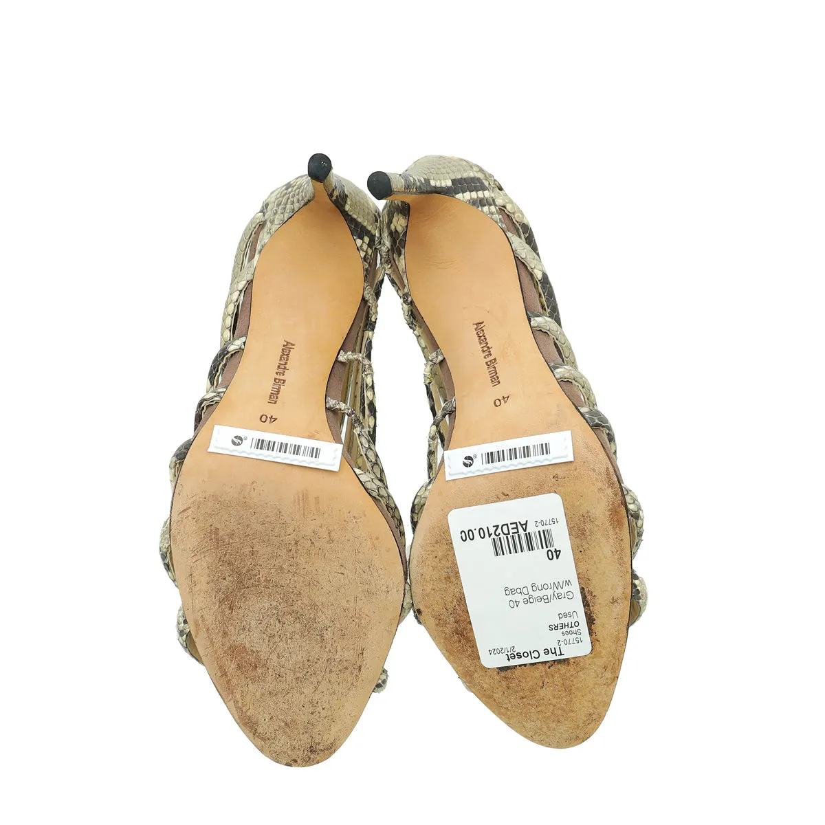Alexandre Birman Bicolor Python Strappy Ankle High Zip Pump 40