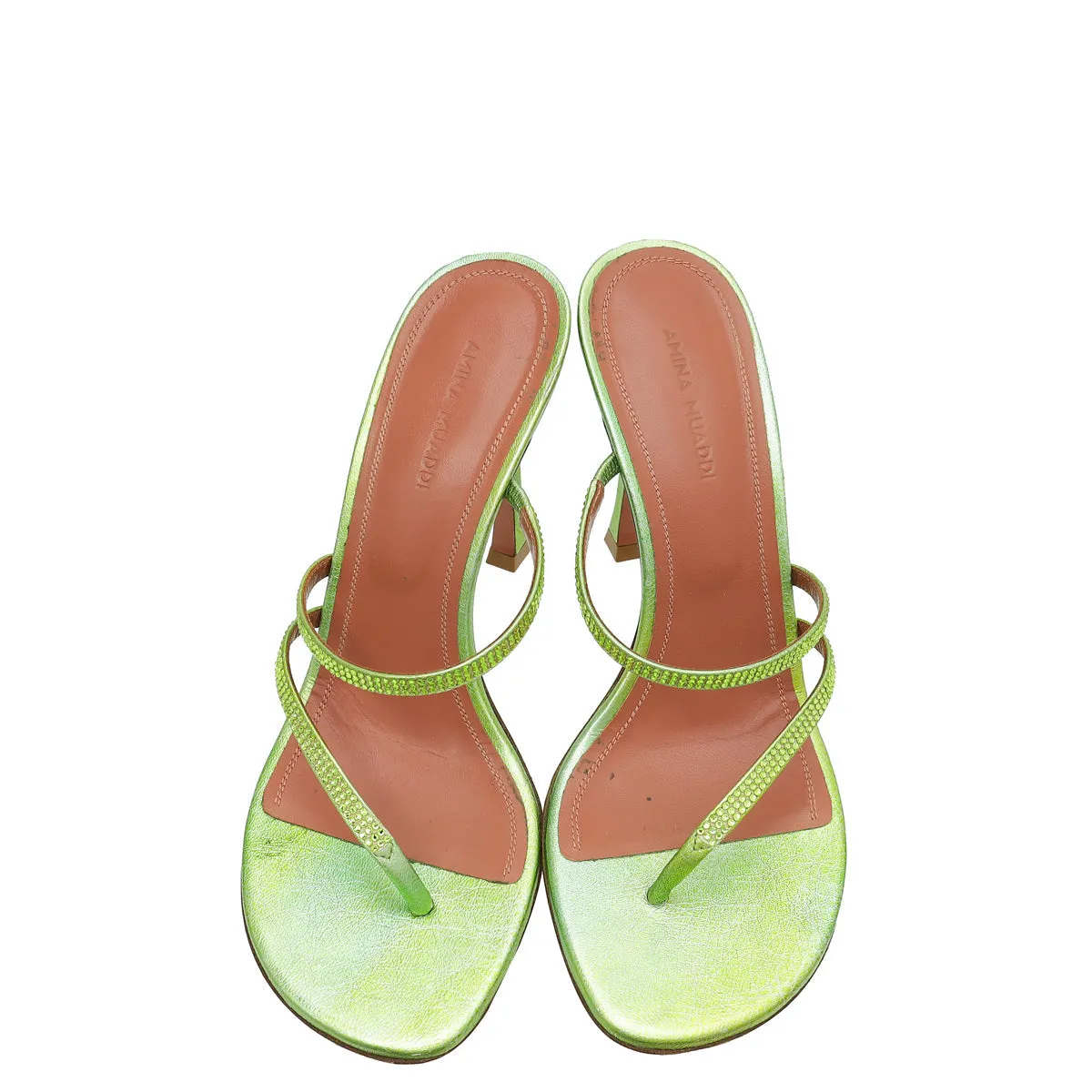 Amina Muaddi Apple Green Ami 105 Sandal 37.5