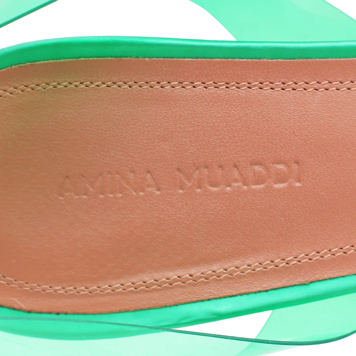 Amina Muaddi Green PVC Crystal Begum Slingback Pumps 40