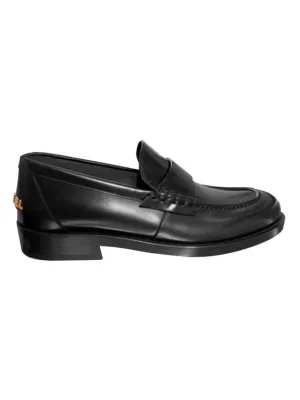 Bag Logo Moccasin Leather Loafer Black Chanel