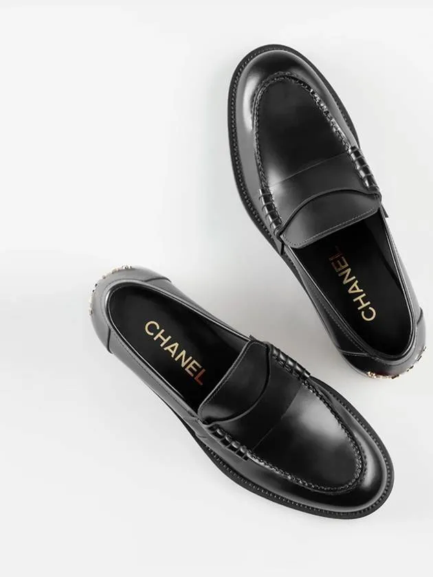 Bag Logo Moccasin Leather Loafer Black Chanel