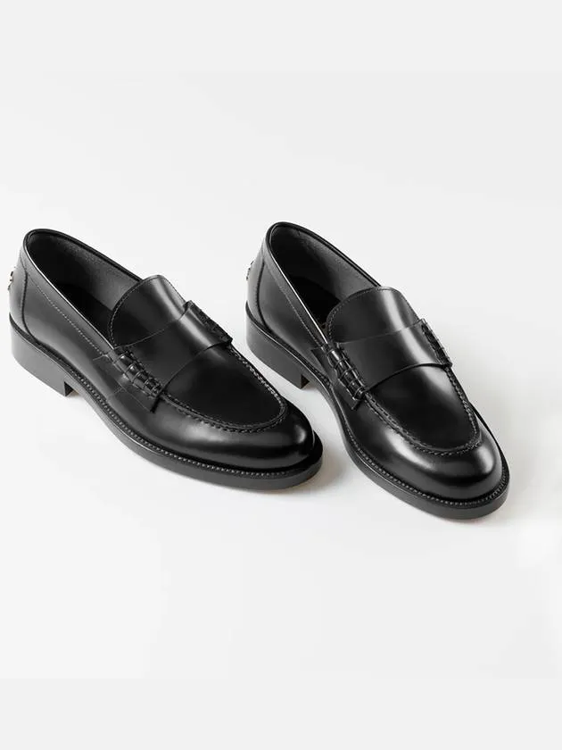 Bag Logo Moccasin Leather Loafer Black Chanel