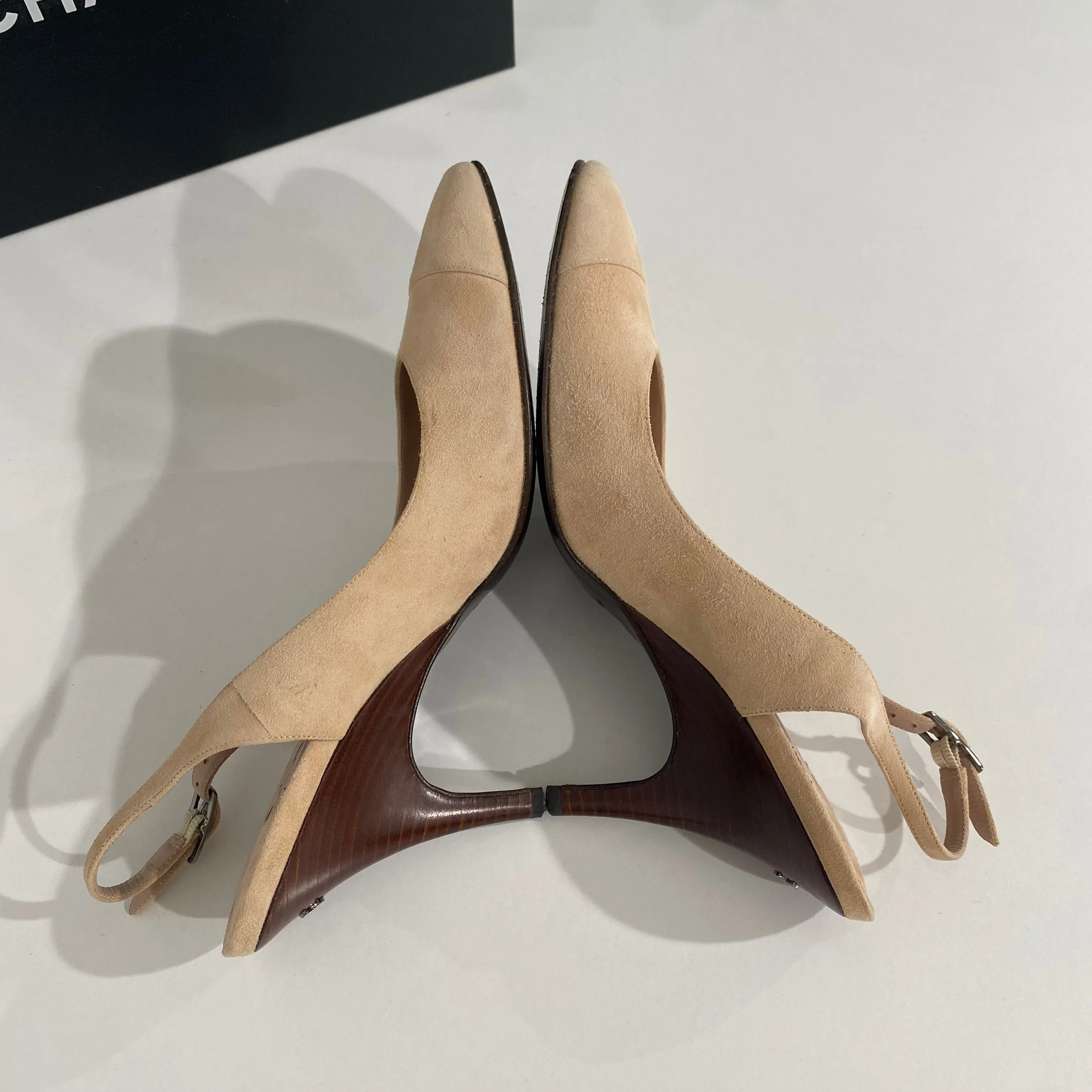 Chanel Blush Suede Slingbacks