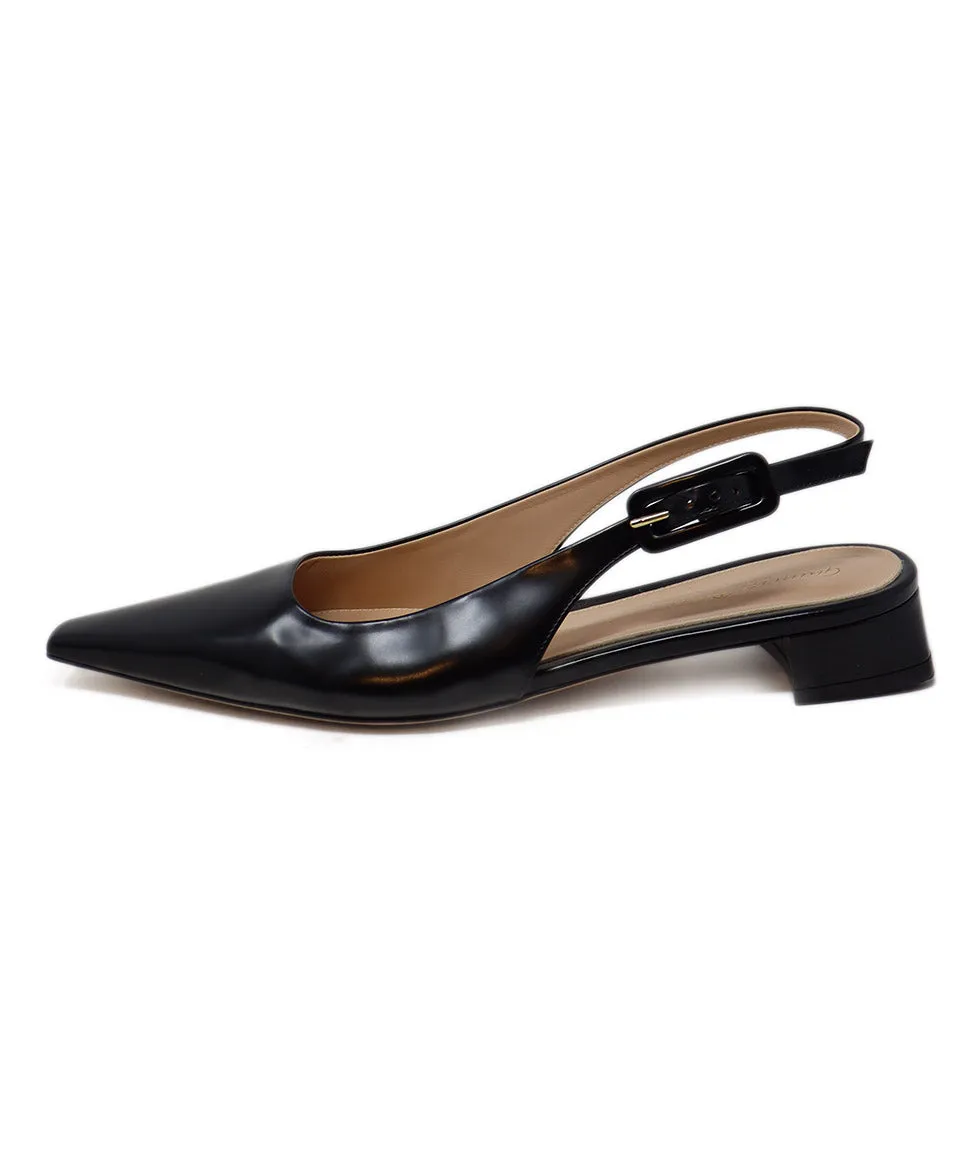 Gianvito Rossi Black Leather Slingbacks sz 10