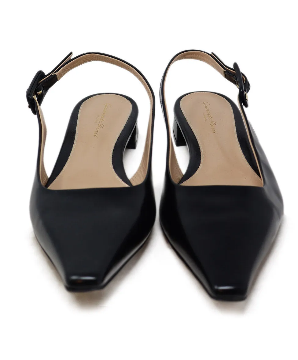 Gianvito Rossi Black Leather Slingbacks sz 10