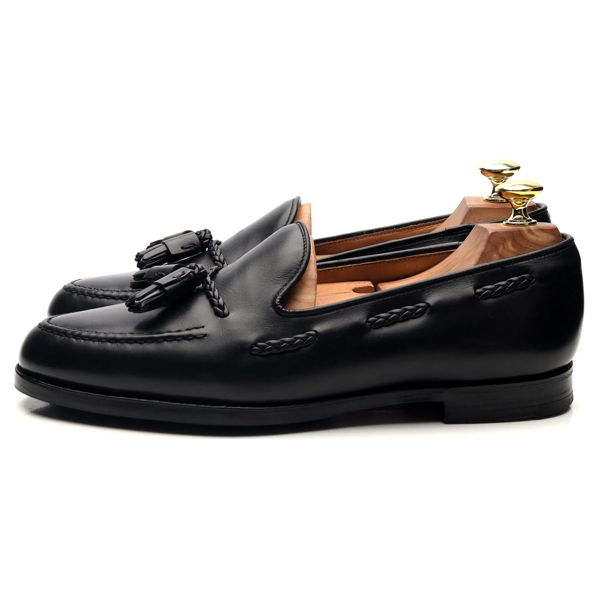 'Langham' Black Leather Tassel Loafers UK 7 EX