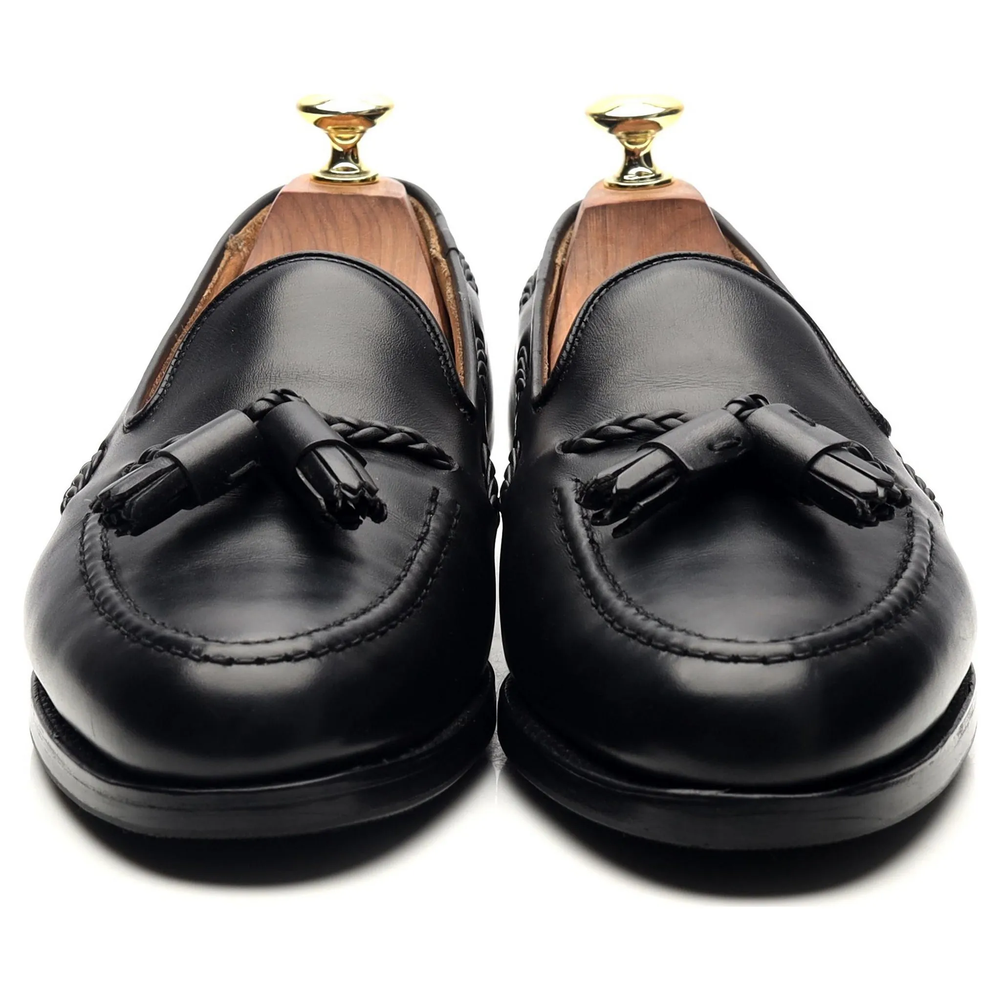 'Langham' Black Leather Tassel Loafers UK 7 EX