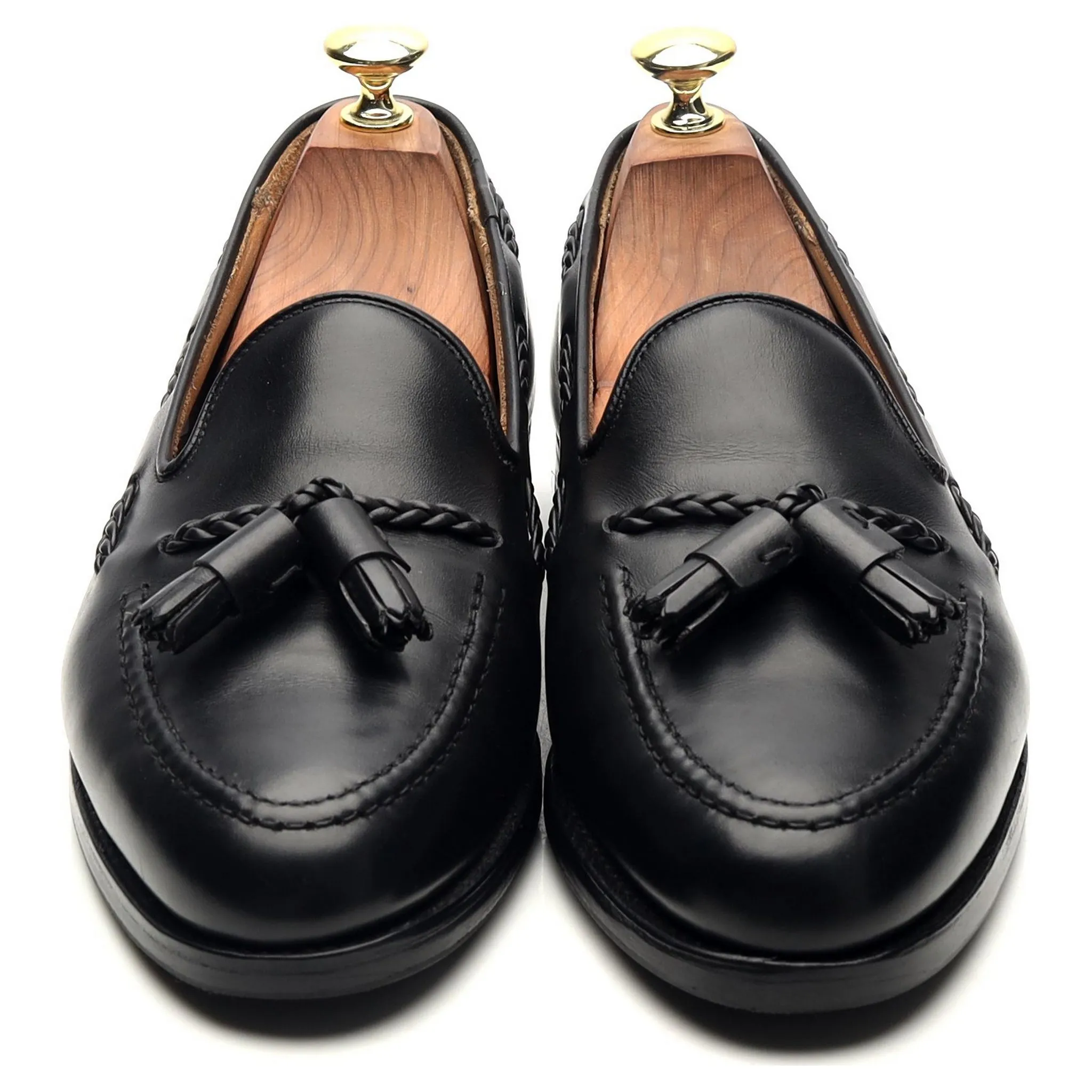 'Langham' Black Leather Tassel Loafers UK 7 EX