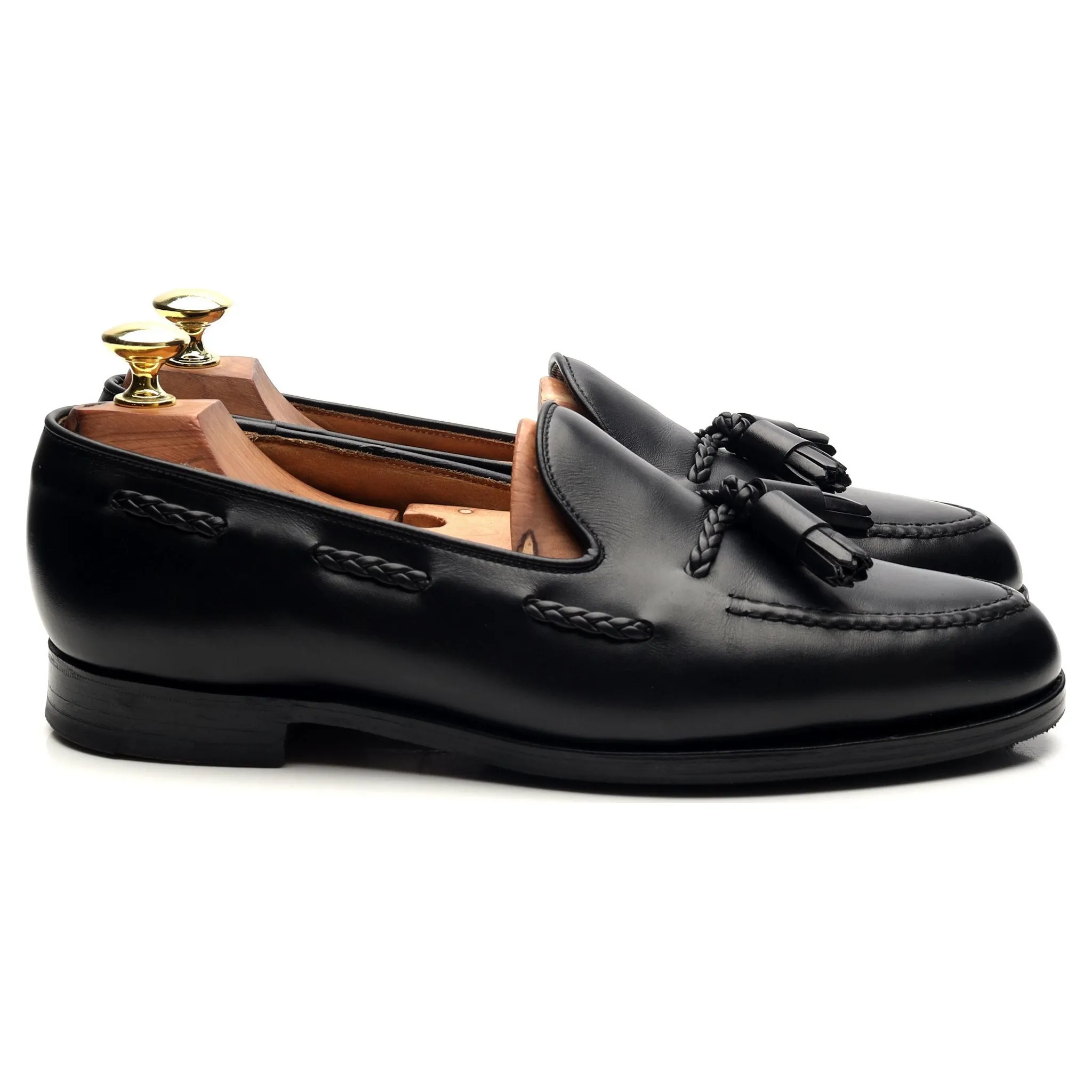 'Langham' Black Leather Tassel Loafers UK 7 EX