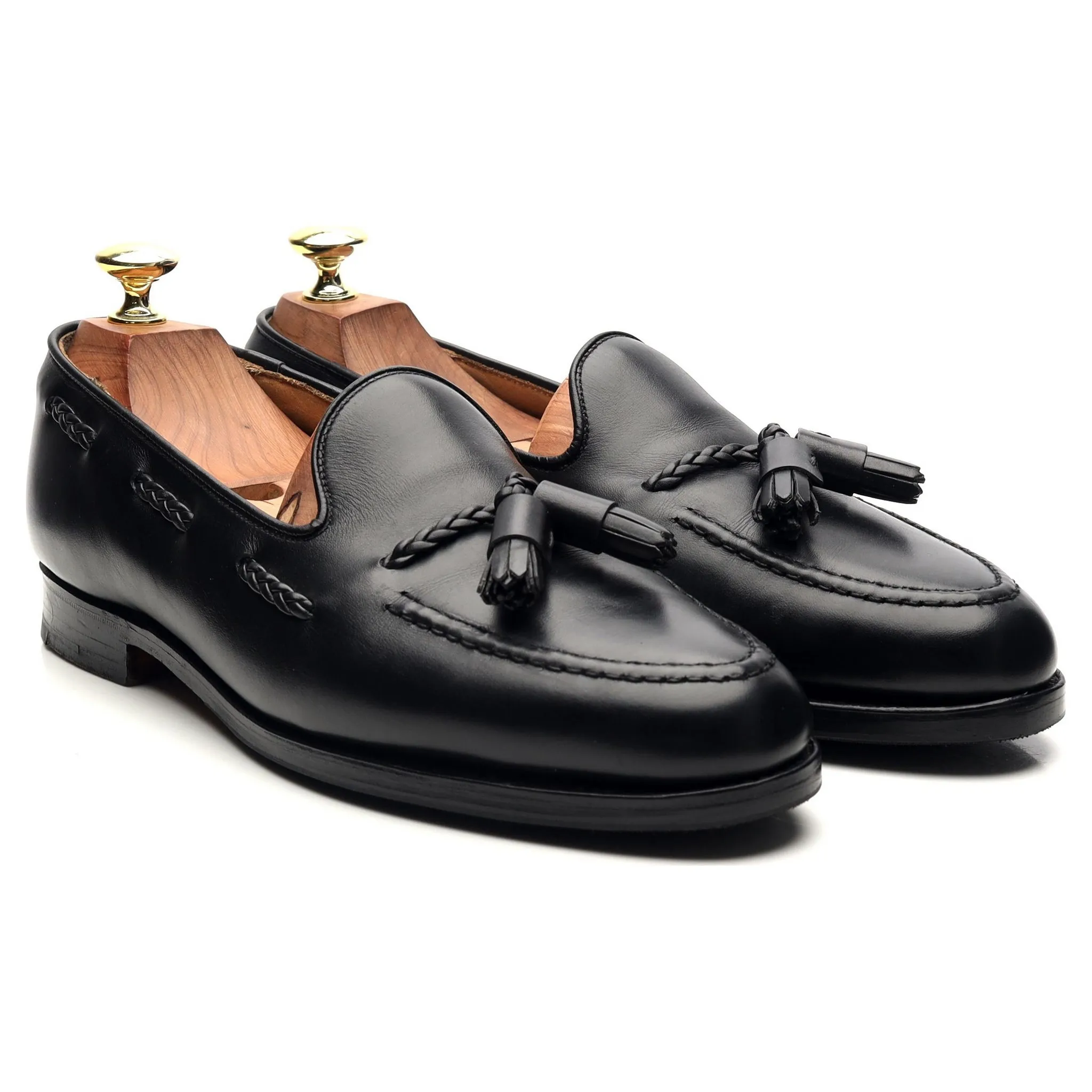 'Langham' Black Leather Tassel Loafers UK 7 EX