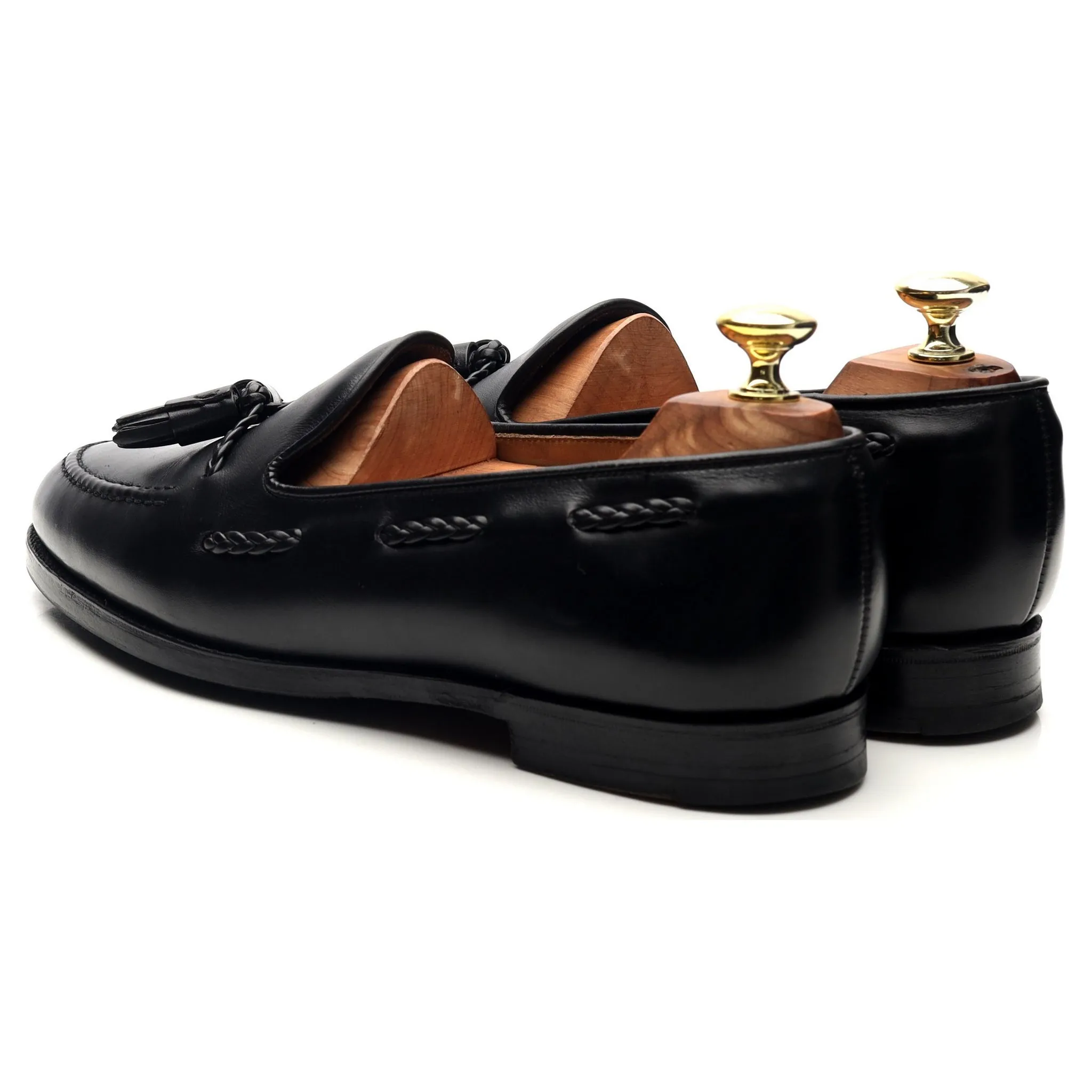 'Langham' Black Leather Tassel Loafers UK 7 EX