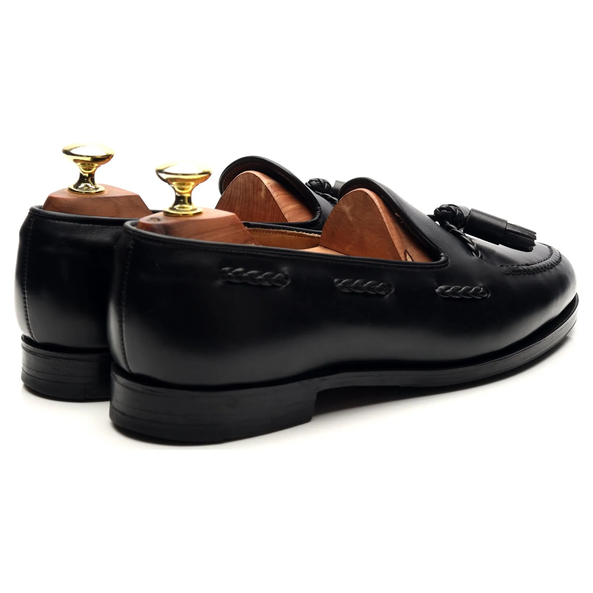 'Langham' Black Leather Tassel Loafers UK 7 EX